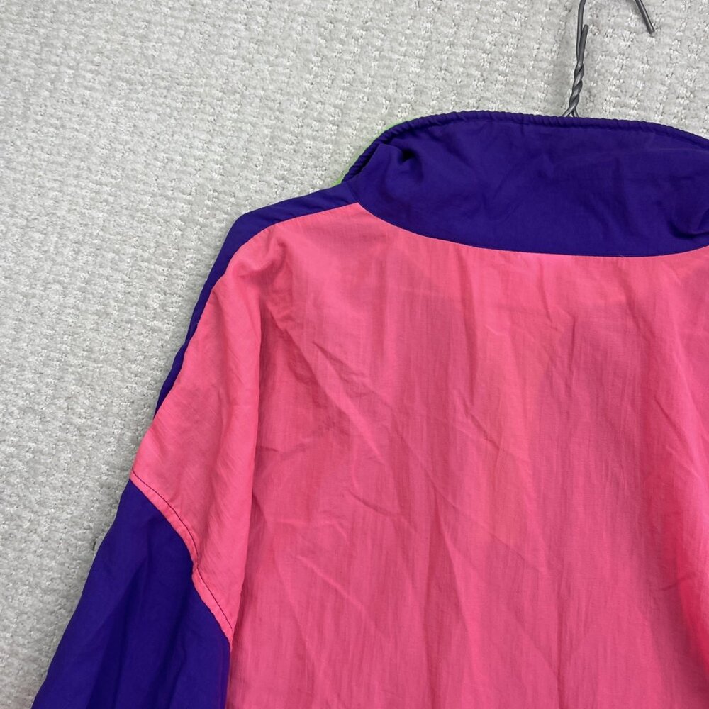 VTG "Rock me Baby" Patch Windbreaker Jacket Sz L Colorblock 90 Neon Bright Retro - Picture 16 of 16